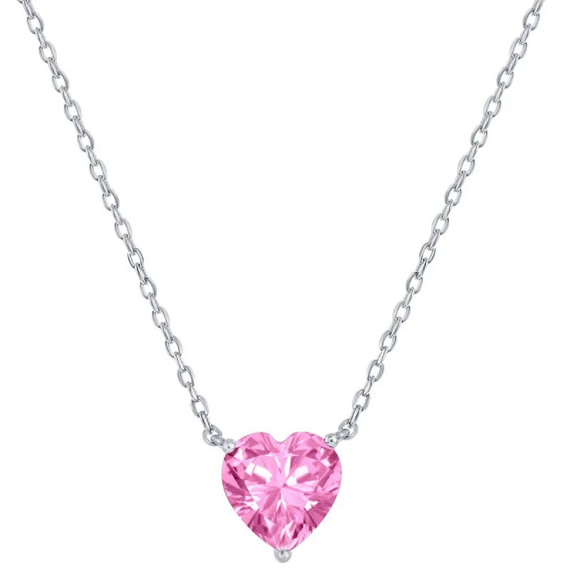 Women's necklaces delicate-platinum-Classic Women's Necklace - Silver 8mm Rose October Heart Perciosa Crystal | M-7131