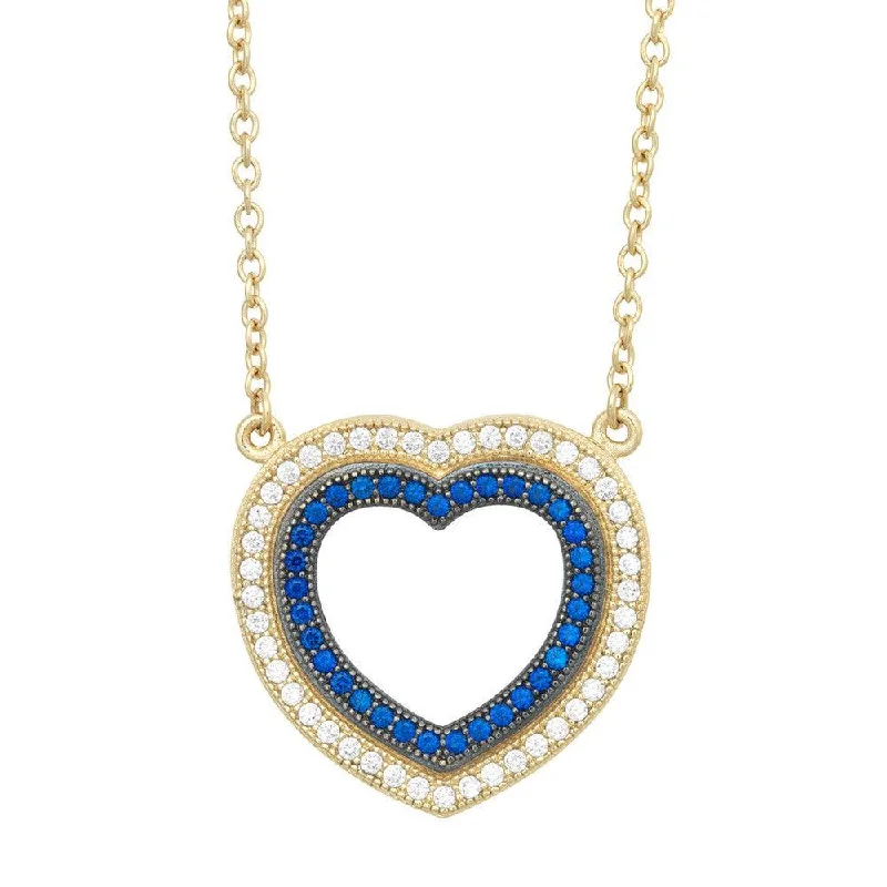 Women's necklaces ethereal-Sterling Silver Gold Micro Pave Heart Necklace