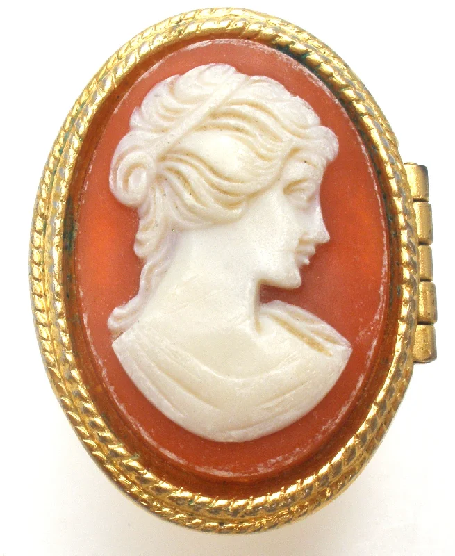 Women's rings peachy-tone-Avon Perfume Cameo Ring Vintage