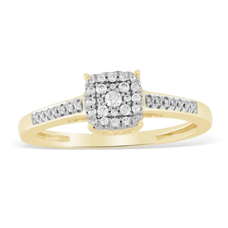 Women's engagement rings artistic-halo-1/7 CTW Diamond Engagement Cluster Ring in 10KT Yellow Gold