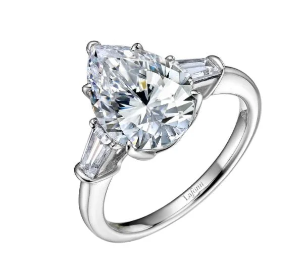 Women's engagement rings daily-radiance-Classic Three-Stone Pear shapped Engagement Ring by Lafonn