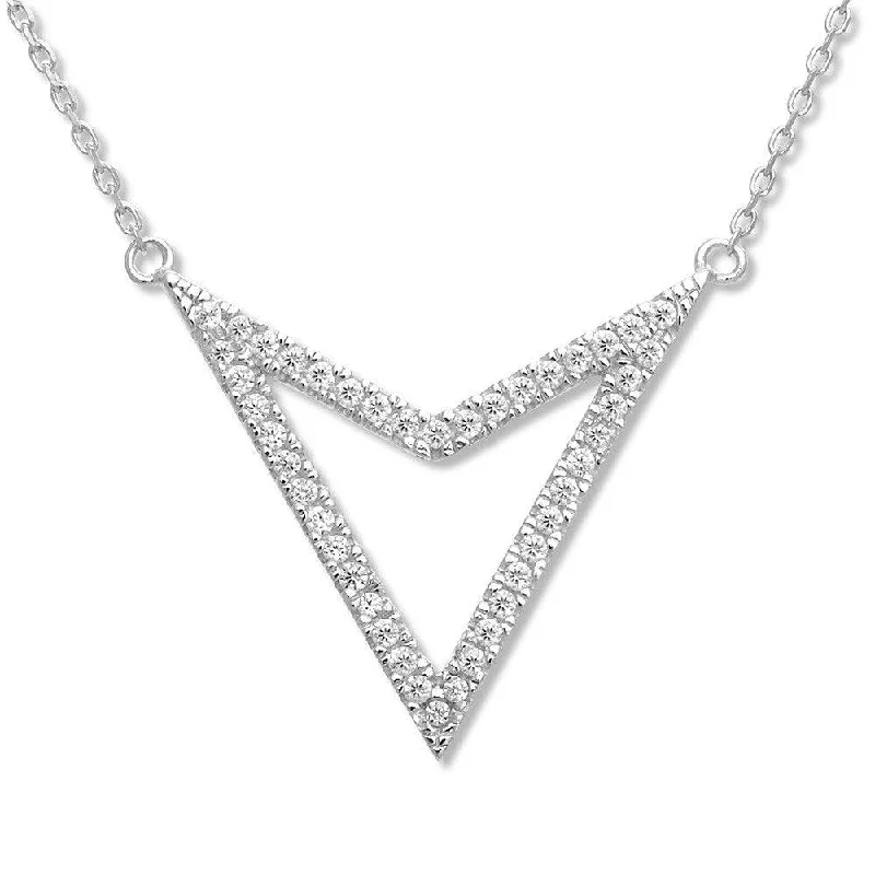 Women's necklaces glowing-stone-Sterling Silver Open CZ Arrow Necklace