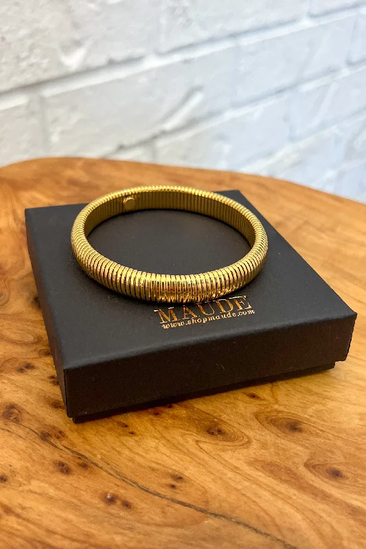 Unisex bracelets carved-bead-18K Zara Gold Bracelet