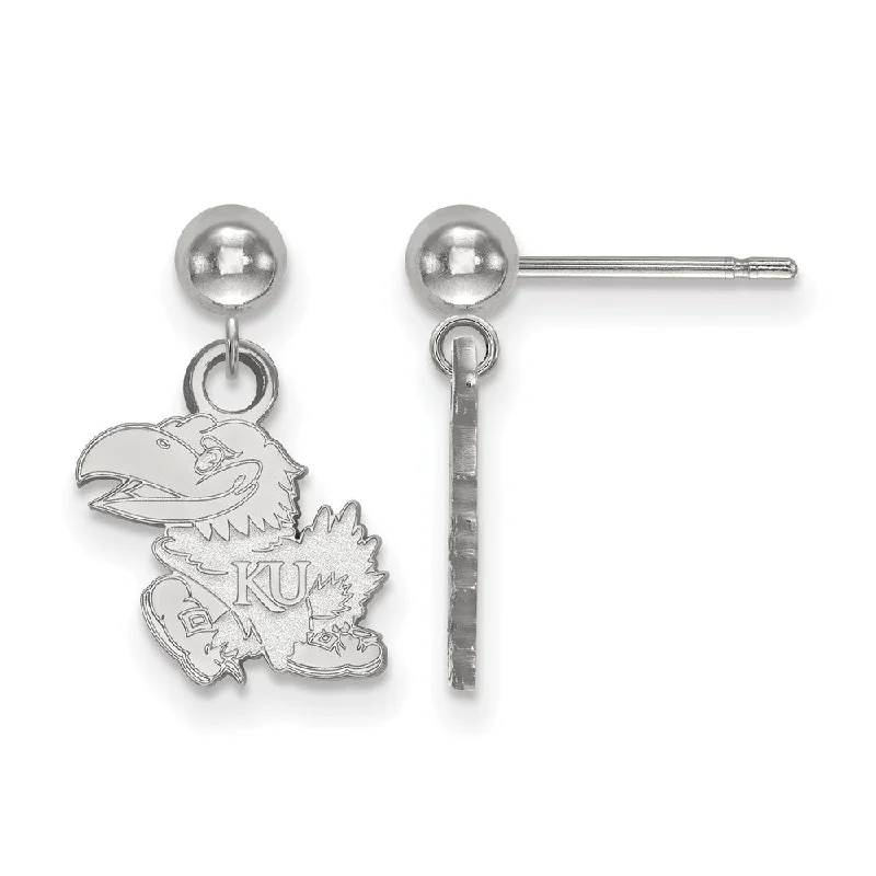 Women's earrings thin-drop-Sterling Silver University of Kansas Ball Dangle Earrings