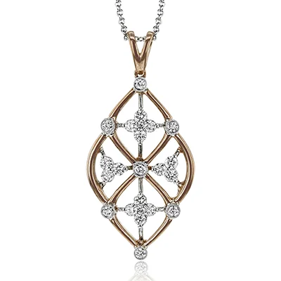 Women's necklaces sculpted-link-Trellis Pendant Necklace in 18k Gold with Diamonds LP4525