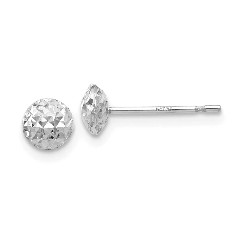 Women's earrings polished-dot-5mm Diamond Cut Puffed Circle Post Earrings in 14k White Gold