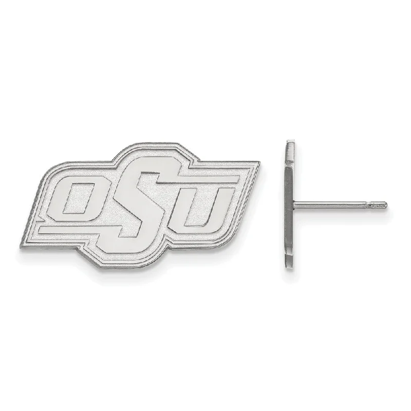 Women's earrings delicate-twist-Sterling Silver Oklahoma State University Small Post Earrings