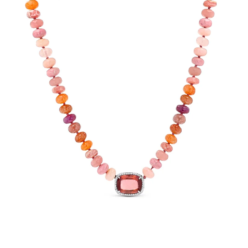 Women's necklaces luminous-gem-Summer Sunset Tourmaline and Diamond Necklace  N0002969