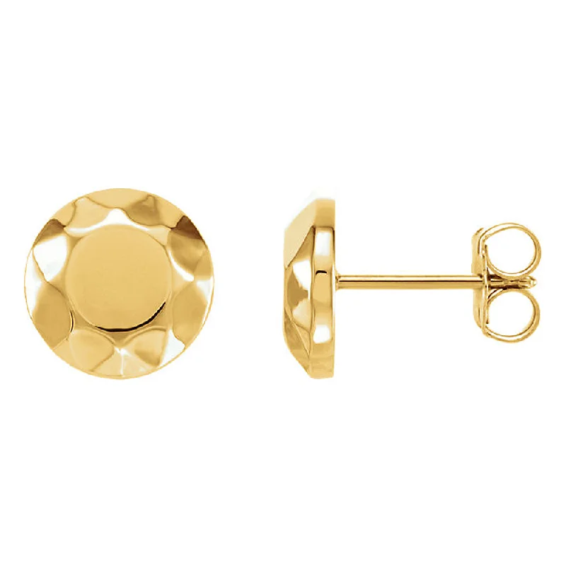 Women's earrings dainty-crystal-9mm (3/8 Inch) 14k Yellow Gold Faceted Circle Stud Earrings