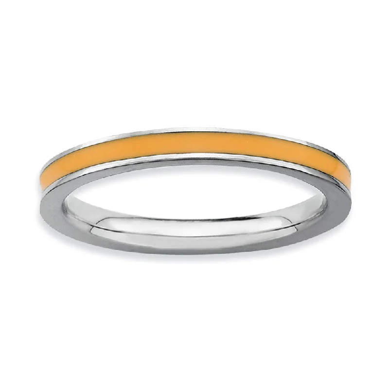 Women's rings chunky-chic-2.25mm Sterling Silver Stackable Orange Enameled Band