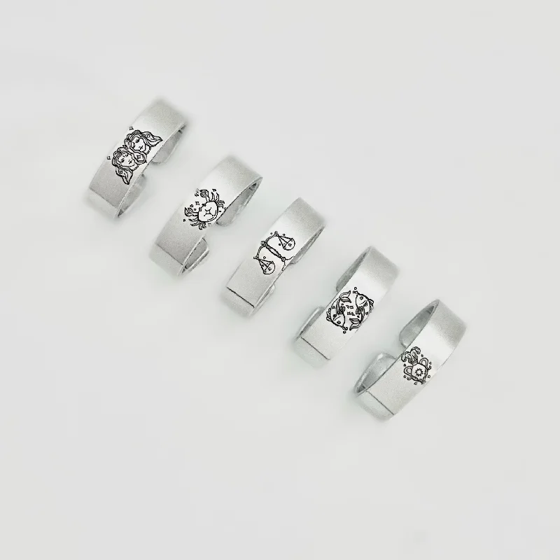 Women's rings ornate-luster-Zodiac Sign Ring