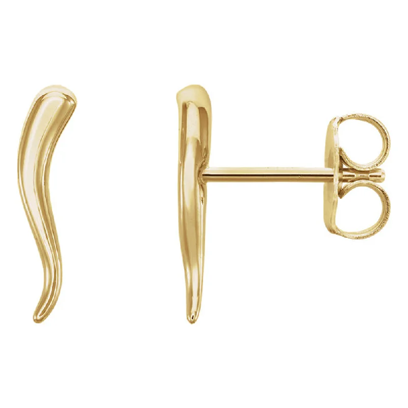 Women's earrings sleek-gem-2.8mm x 12mm (7/16 Inch) 14k Yellow Gold Small Italian Horn Earrings