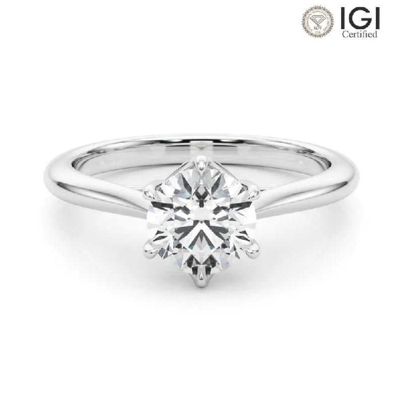 Women's engagement rings fine-titanium-Grace Round Lab Grown Diamond Solitaire Engagement Ring IGI Certified