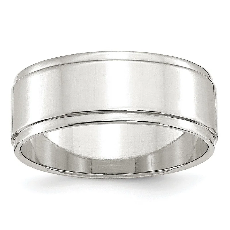 Women's rings gala-ready-8mm Sterling Silver Light Flat Ridge Edge Standard Fit Band