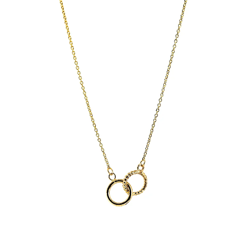 Women's necklaces luminous-gem-Interlocked Mini Circles Necklace, Solid 18k Gold