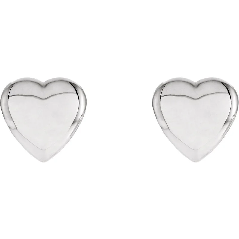 Women's earrings minimal-stud-Sterling Silver Solid Heart Post Earrings, 8mm