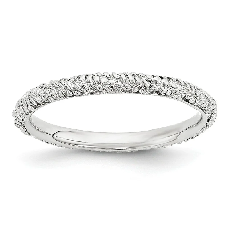 Women's rings gala-chic-2.25mm Rhodium Plated Sterling Silver Stackable Textured Band