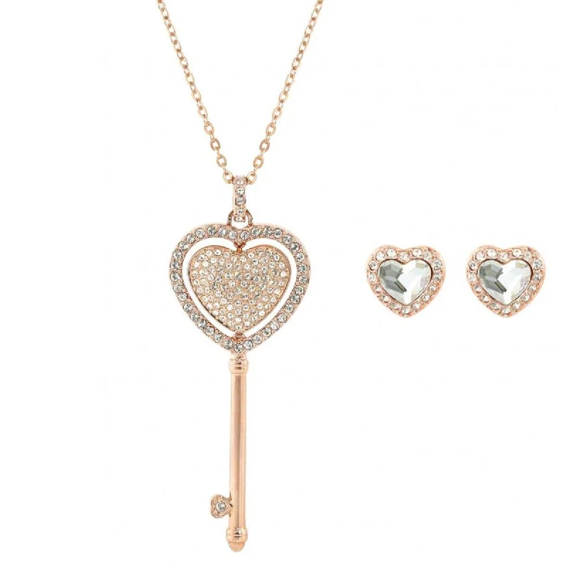 Women's necklaces soft-twinkle-Swarovski Women's Necklace Set - Engaged Clear Crystal Stone & Pave Heart | 5281042