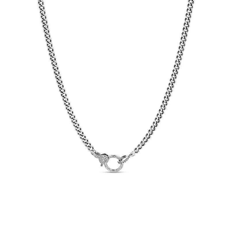 Women's necklaces whimsical-chic-Short Curb Chain Necklace with Diamond Claw Clasp - 17" NB000086