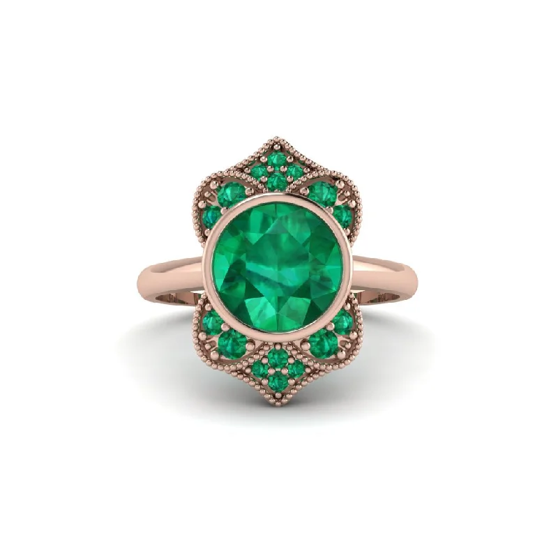 Women's engagement rings radiant-edge-Emerald Bezel Vintage-Inspired Engagement Ring - Olive No. 20