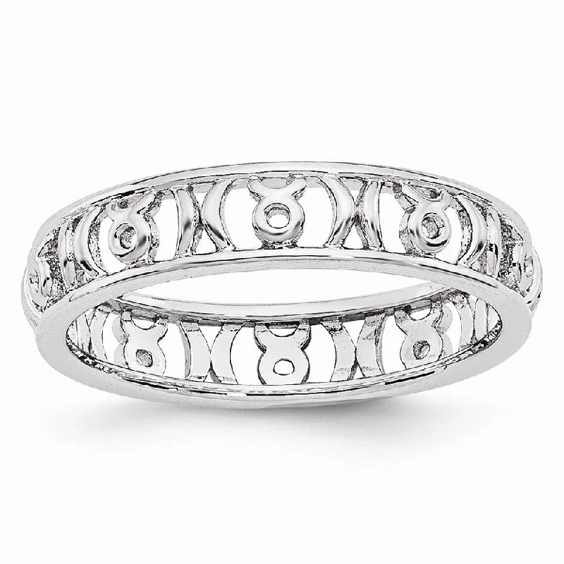 Women's rings lasting-luster-4mm Sterling Silver Stackable Expressions Taurus Zodiac Ring