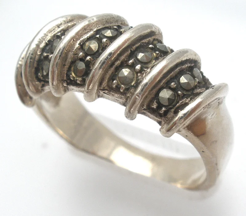 Women's rings tough-alloy-Sterling Silver Marcasite Band Ring Size 7