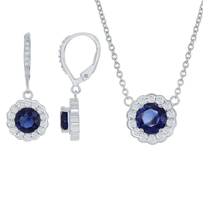 Women's necklaces twinkling-accent-Classic Women's Necklace and Earrings Set - September Birthstone with CZ | HS-5223