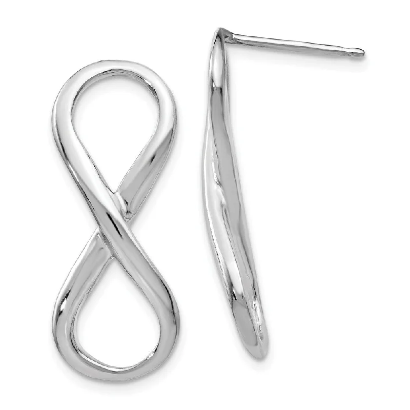 Women's earrings delicate-hoop-Polished Infinity Symbol Post Earrings in Sterling Silver, 28mm