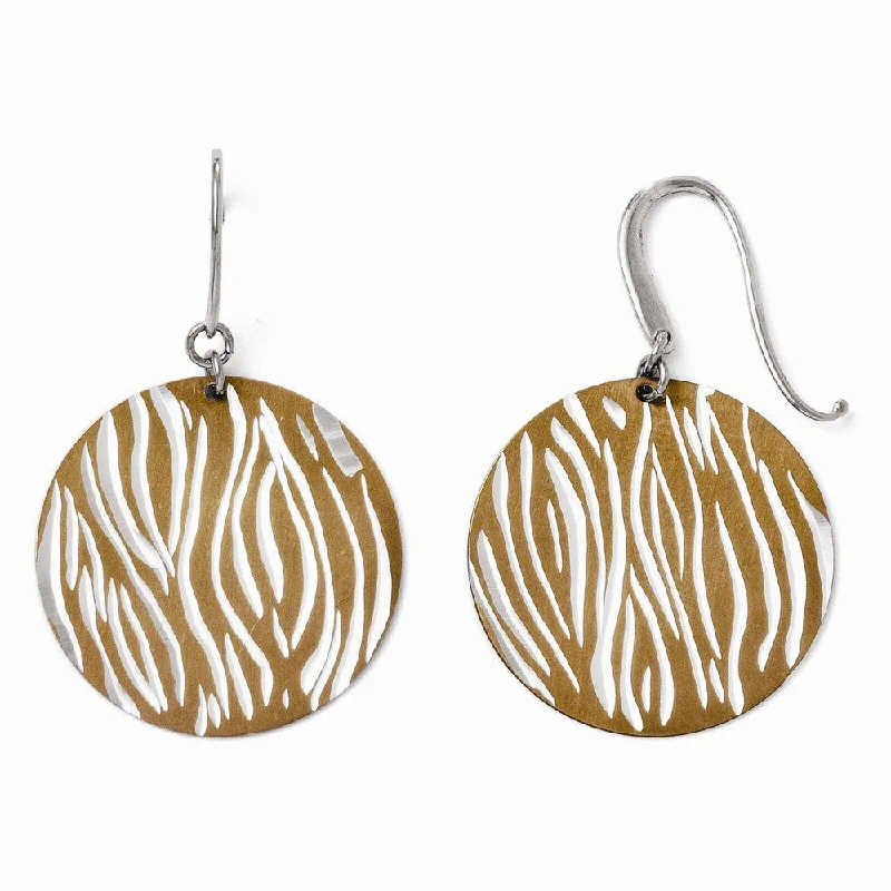 Women's earrings small-hoop-29mm Cognac Animal Print Disc Dangle Earrings in Sterling Silver