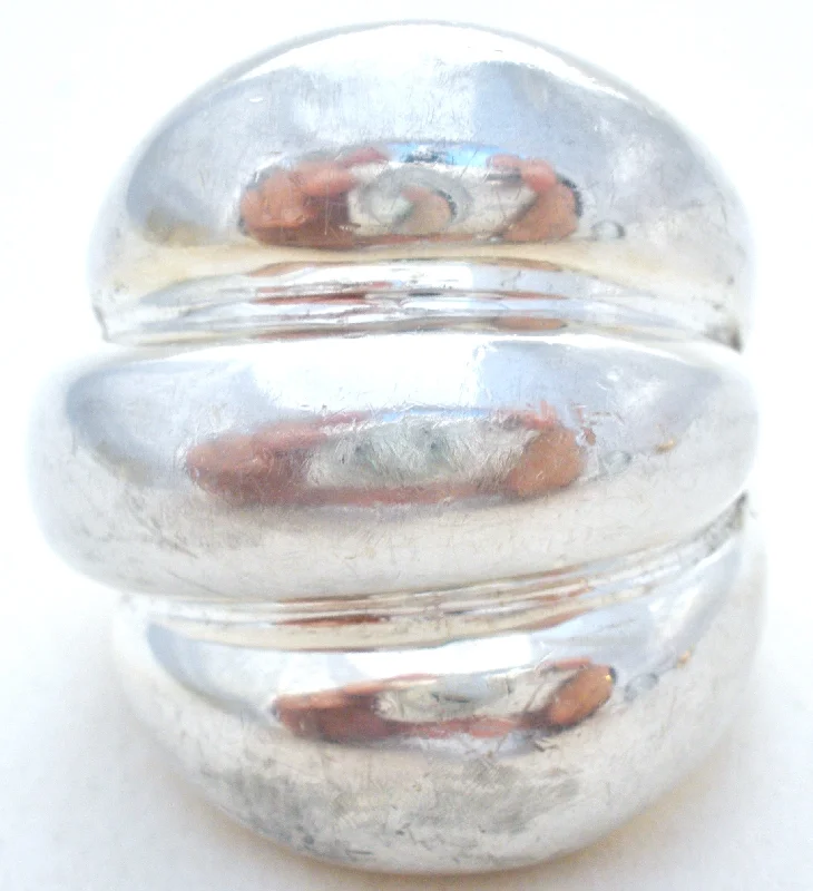 Women's rings petite-stone-Sterling Silver Dome Shrimp Ring Size 8