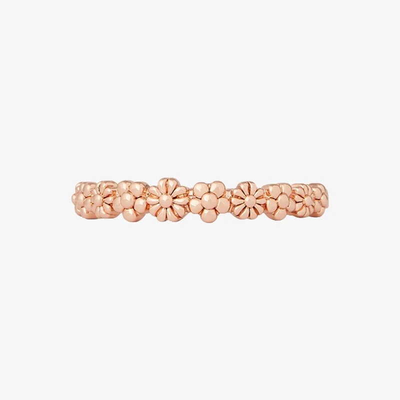 Women's rings glowing-gem-Rose Gold Floral Stacking Ring