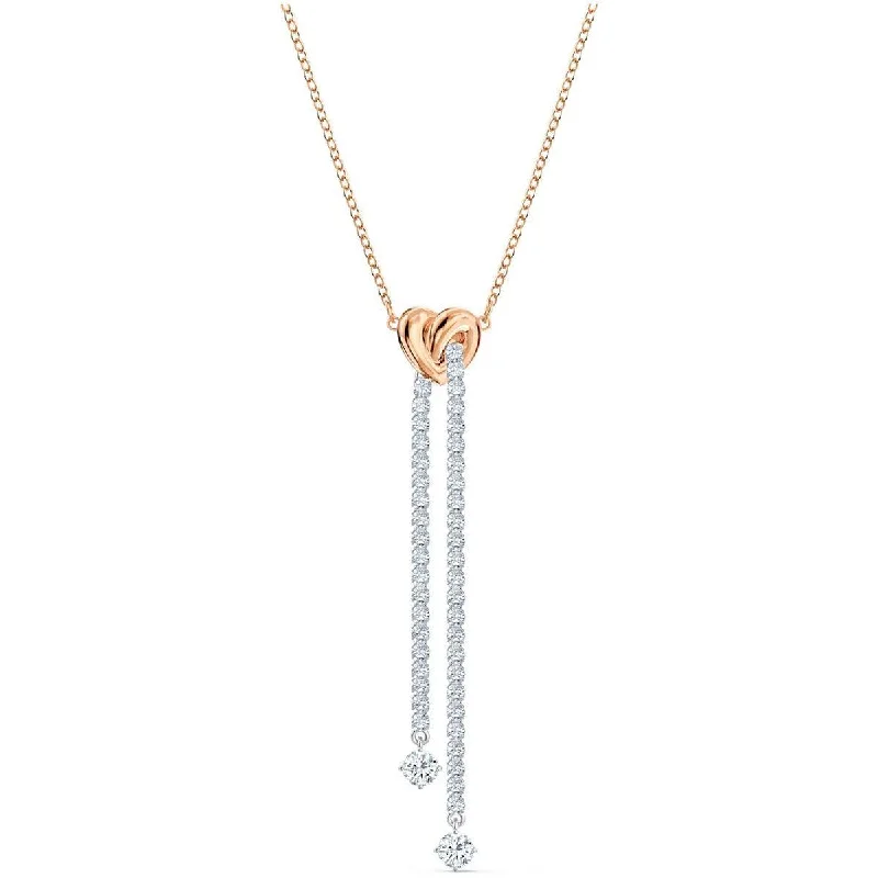 Women's necklaces triple-layer-Swarovski Women's Necklace - Lifelong Heart Rose Gold and Silver Tone | 5517952