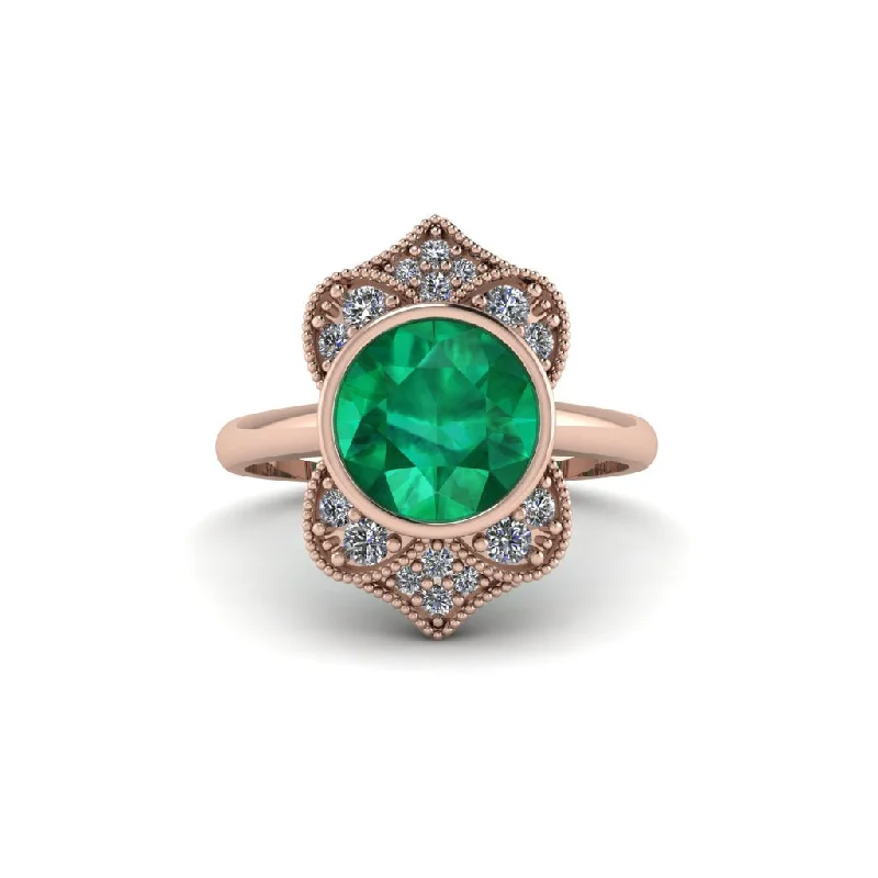 Women's engagement rings airy-grace-Emerald Bezel Vintage-Inspired Engagement Ring - Olive No. 5