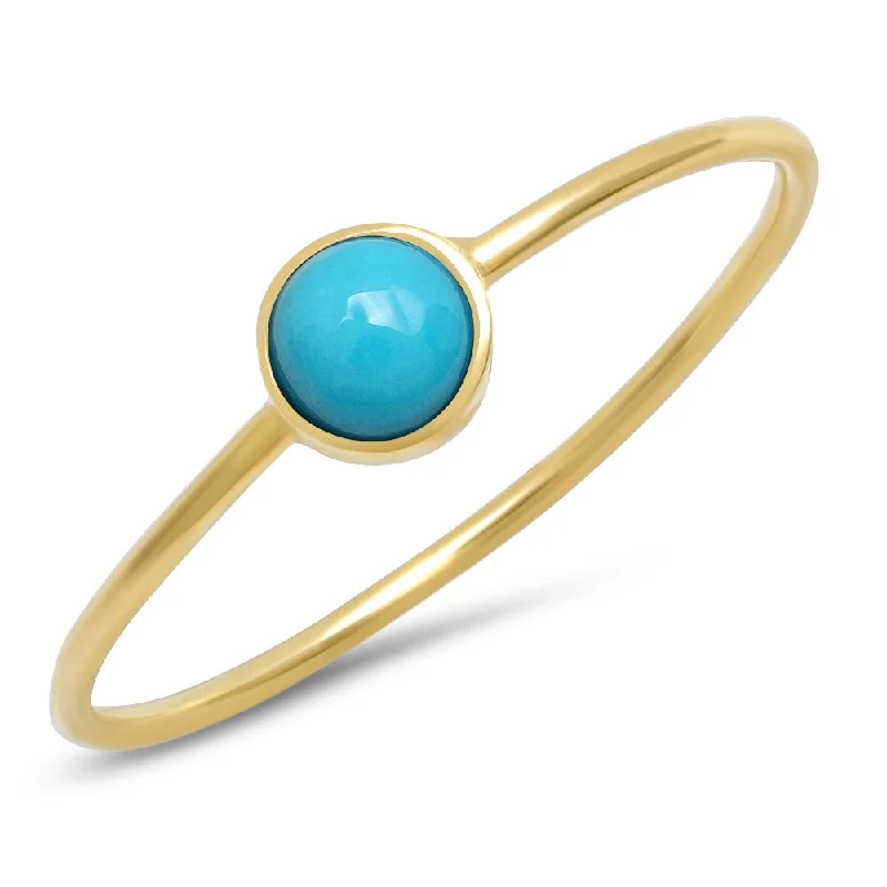 Women's rings glowing-accent-Turquoise 3mm round Ring