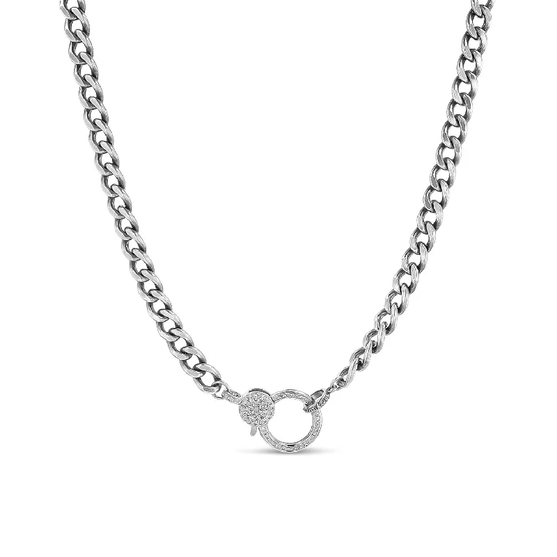 Women's necklaces everlasting-chic-Short Heavy Cable Chain Necklace with Diamond Claw Clasp - 18" NB000064