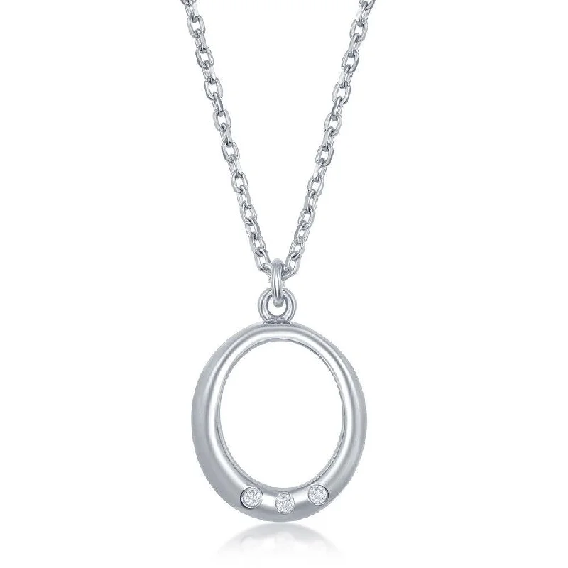 Women's necklaces fine-radiance-Sterling Silver 0.03cttw Diamond Oval Necklace