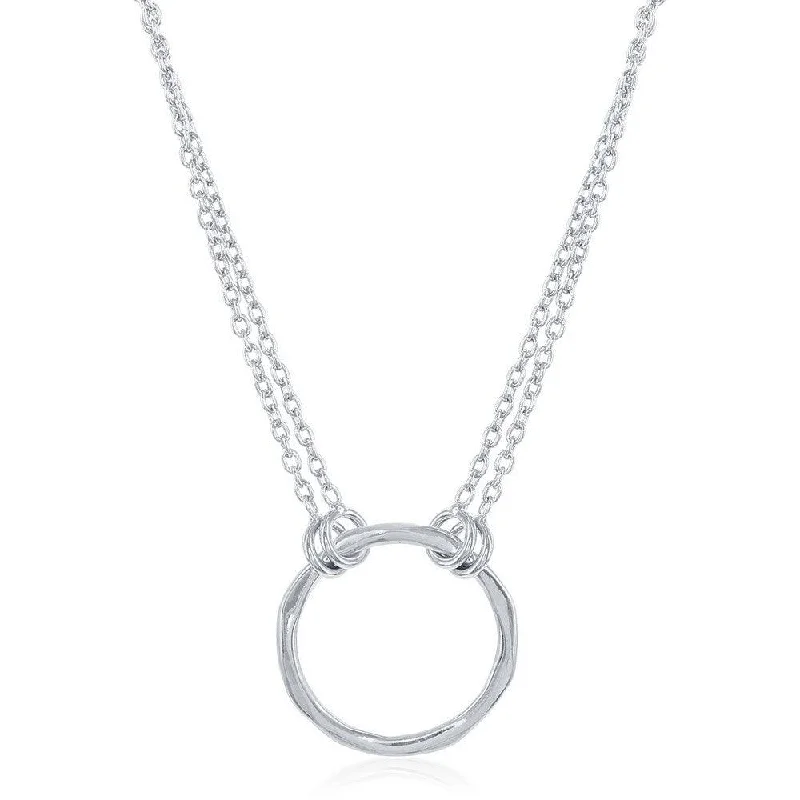 Women's necklaces everlasting-chic-Sterling Silver Double Strand Open Circle Necklace