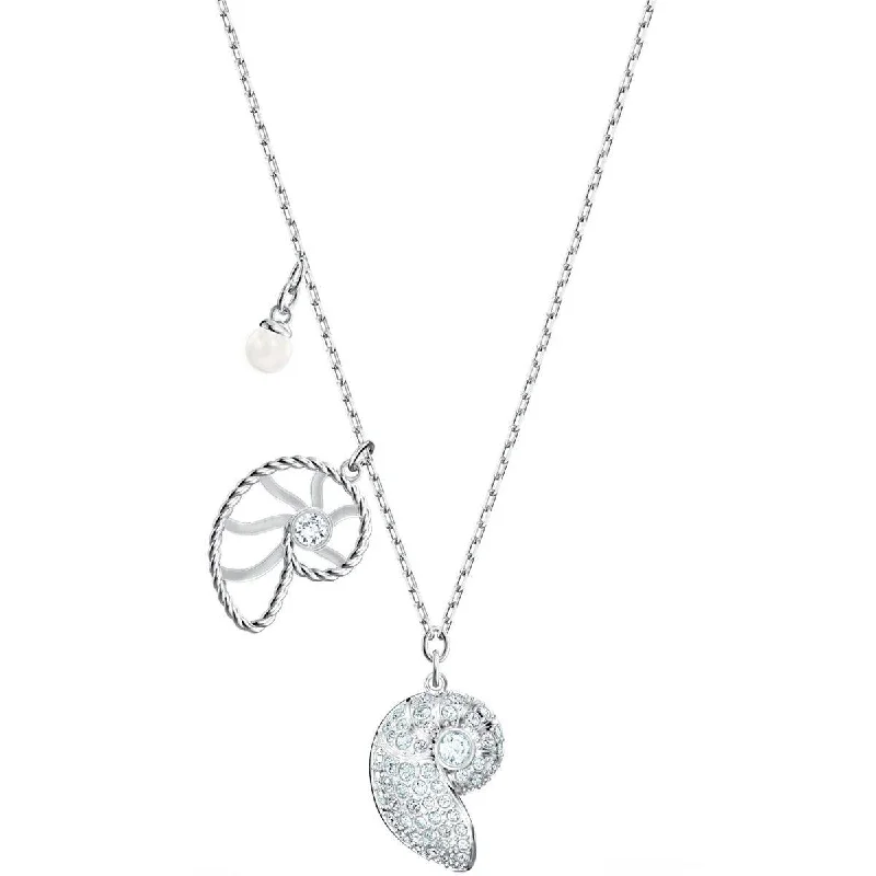 Women's necklaces gentle-length-Swarovski Women's Necklace - Shell Nautilus Crystal Pearl Pendant | 5520669