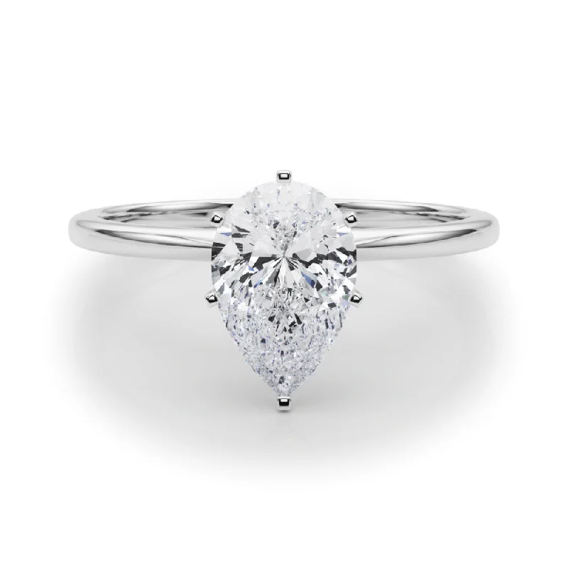 Women's engagement rings radiant-pave-Angelica Pear Diamond Solitaire Engagement Ring