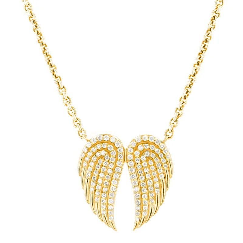 Women's necklaces luxe-stone-14K Diamond Double Angel Wing Pendant on Cable Chain Necklace - 17-18"  NG002779