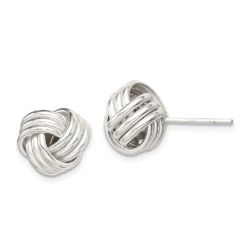 Women's earrings small-drop-12mm Ridged Love Knot Earrings in Sterling Silver