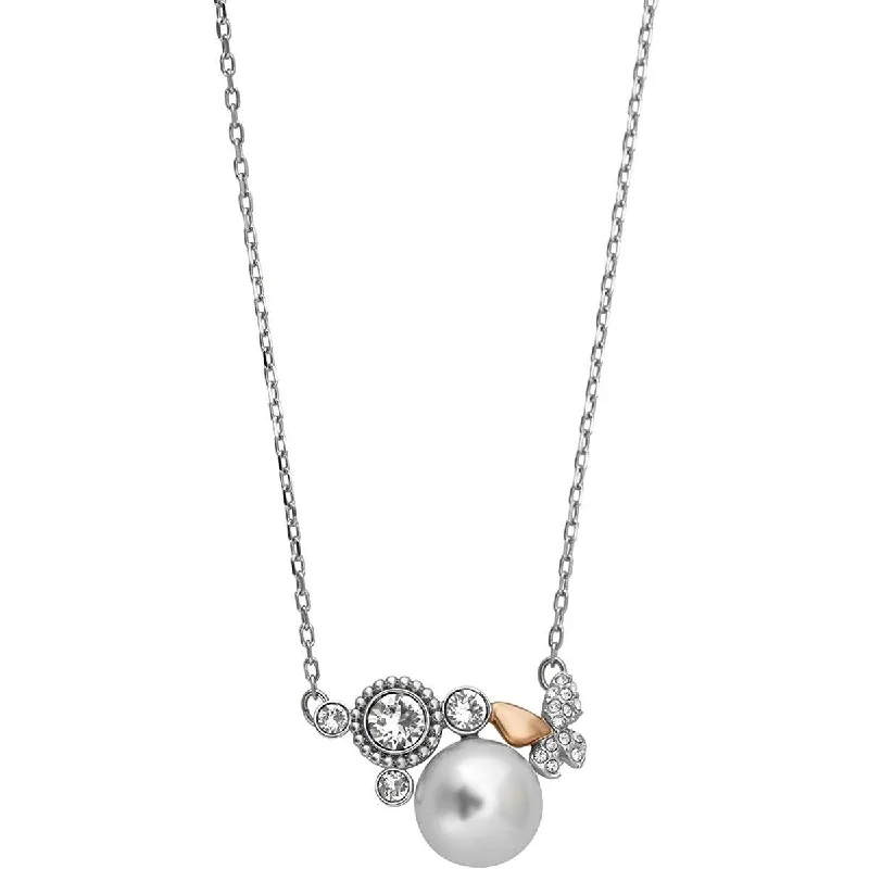 Women's necklaces glowing-stone-Swarovski Women's Necklace - Cute Crystal Butterfly and Pearl Pendant | 5190001