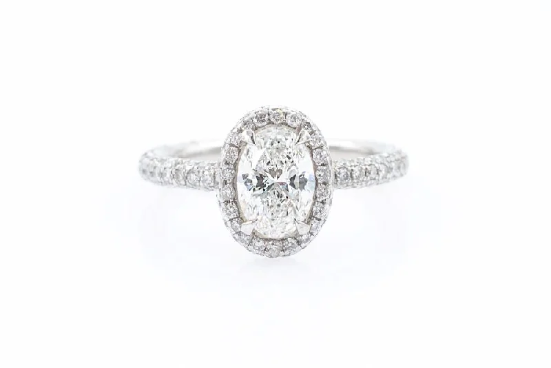 Women's engagement rings blush-accent-.90 CT Diamond GIA Pave  Oval Engagement ring