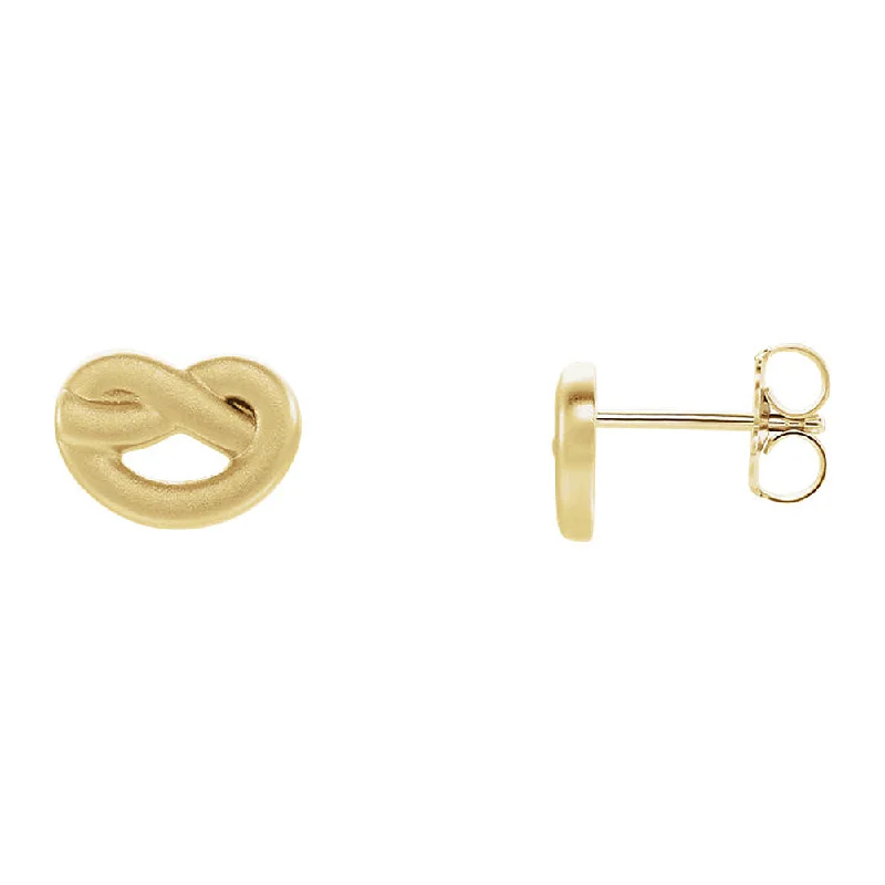 Women's earrings tiny-bar-7mm x 10mm (3/8 Inch) 14k Yellow Gold Satin Knot Post Earrings