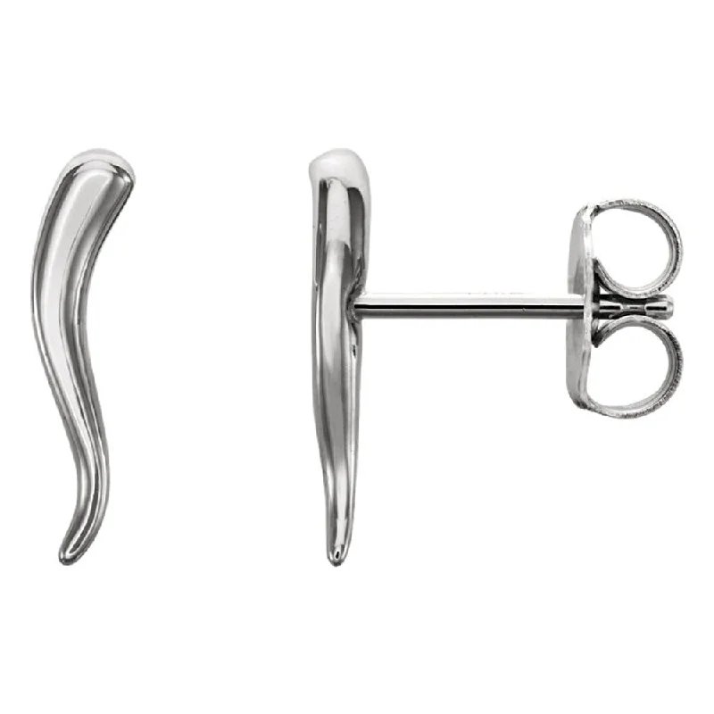 Women's earrings delicate-twist-2.8mm x 12mm (7/16 Inch) 14k White Gold Small Italian Horn Earrings