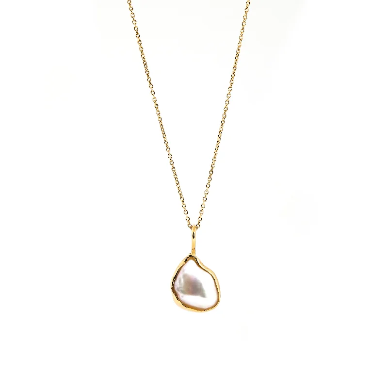 Women's necklaces rose-petal-Pearl Outline Pendant / Necklace, Solid Gold