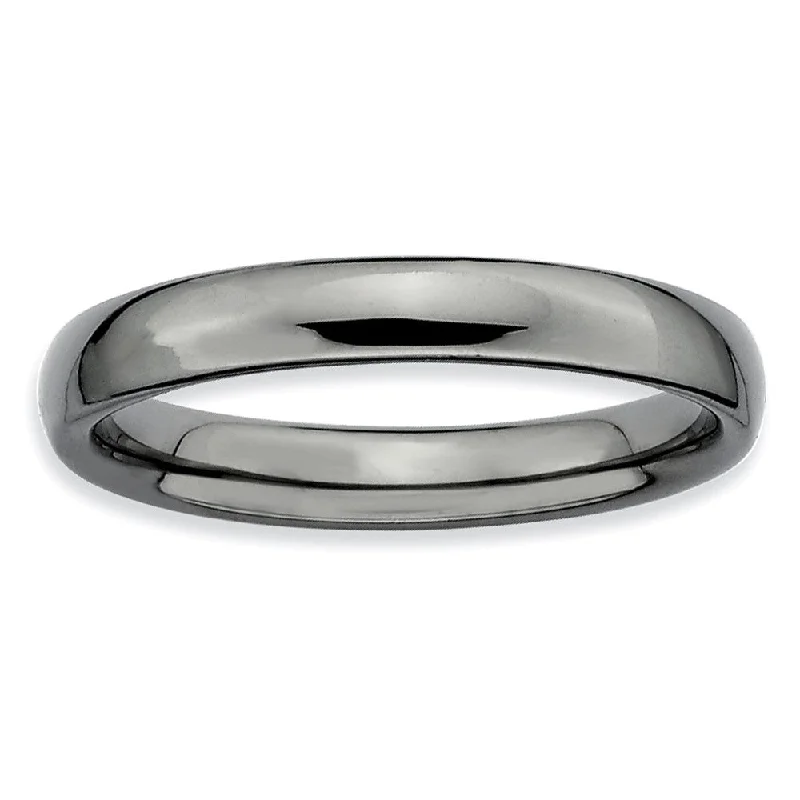 Women's rings faint-luster-3.25mm Black Plated Sterling Silver Stackable Polished Band