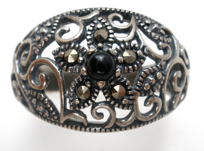 Women's rings micro-set-Ross Simons Black Onyx Ring Sterling Silver Size 8