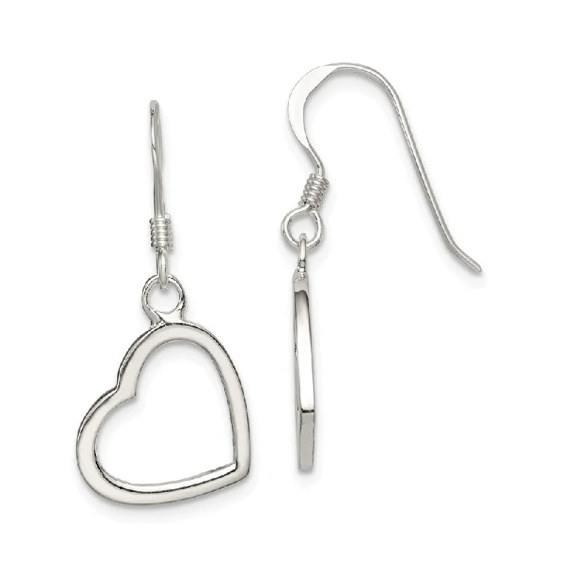 Women's earrings subtle-drop-12mm Open Heart Dangle Earrings in Sterling Silver