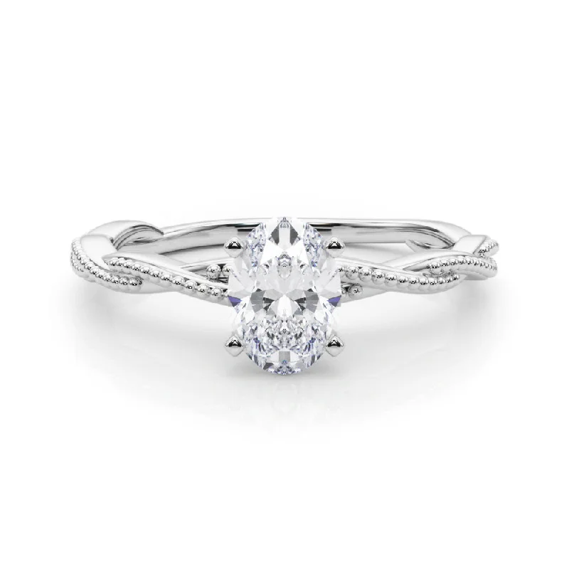 Women's engagement rings subtle-brilliance-Anastasia Twisted Vine Oval Diamond Solitaire Engagement Ring